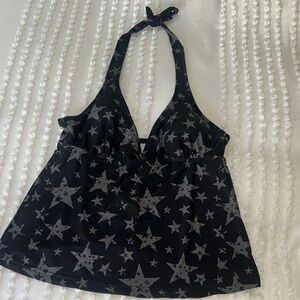 Black and Gray Star Bathing Suit Halter Top
